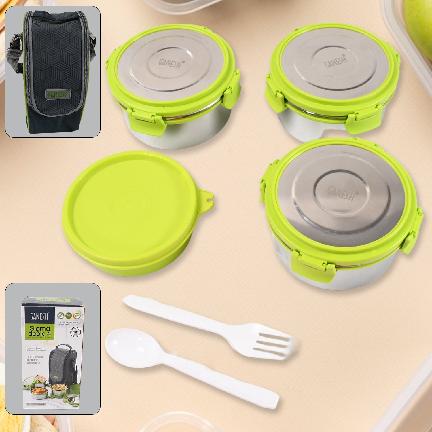 8148 Stainless Steel Tiffin Lunch Box Container / Dabba with 4 Side Clip Lock Lid for Office & School Use/ Food Grade / Air Tight / Easy to Carry / Leak Proof 8148 Stainless Steel Tiffin Lunch Box Container / Dabba with 4 Side Clip Lock Lid for Office & School Use/ Food Grade / Air Tight / Easy to Carry / Leak Proof